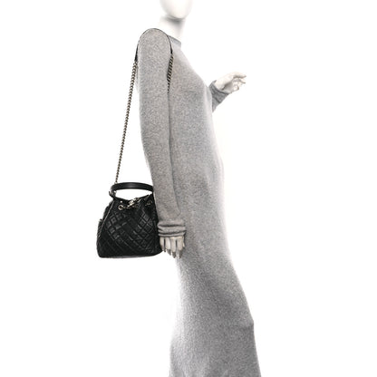 Chanel Lambskin Quilted CC Chain Drawstring Tote Black 2 of 10