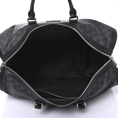Gucci Soft GG Supreme Monogram Appia Calfskin Web Large Carry On Duffle Bag Black Grey 4 of 4