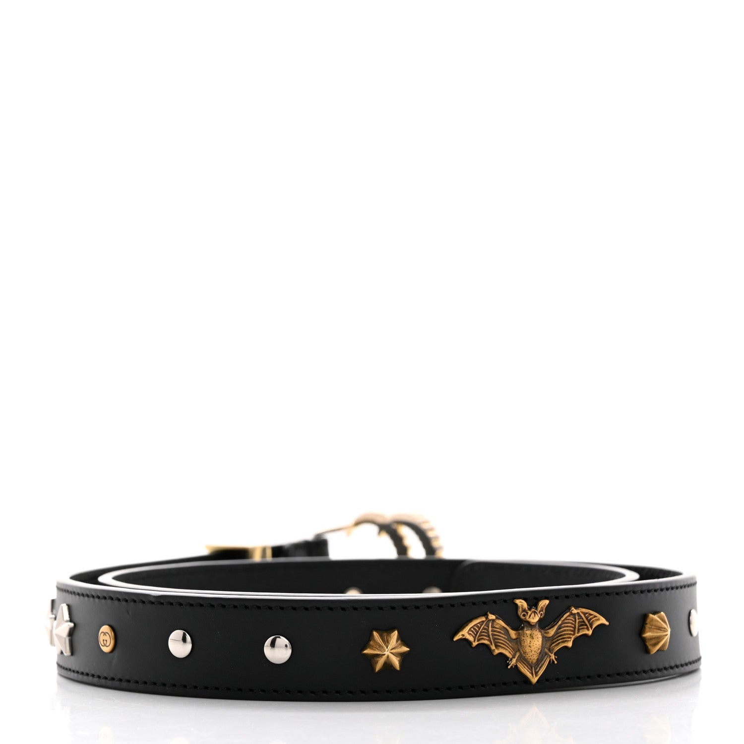 Gucci Calfskin Star Studded Torchon Double G Belt 80 32 Black 2 of 7