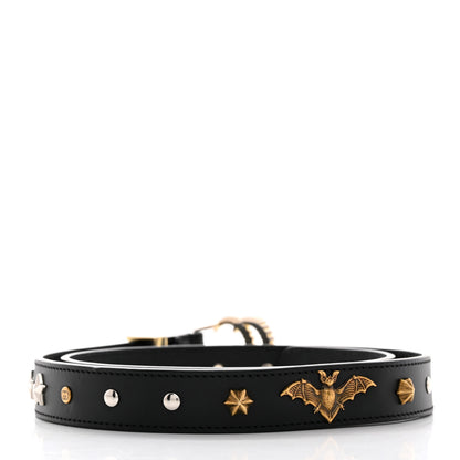Gucci Calfskin Star Studded Torchon Double G Belt 80 32 Black 2 of 7