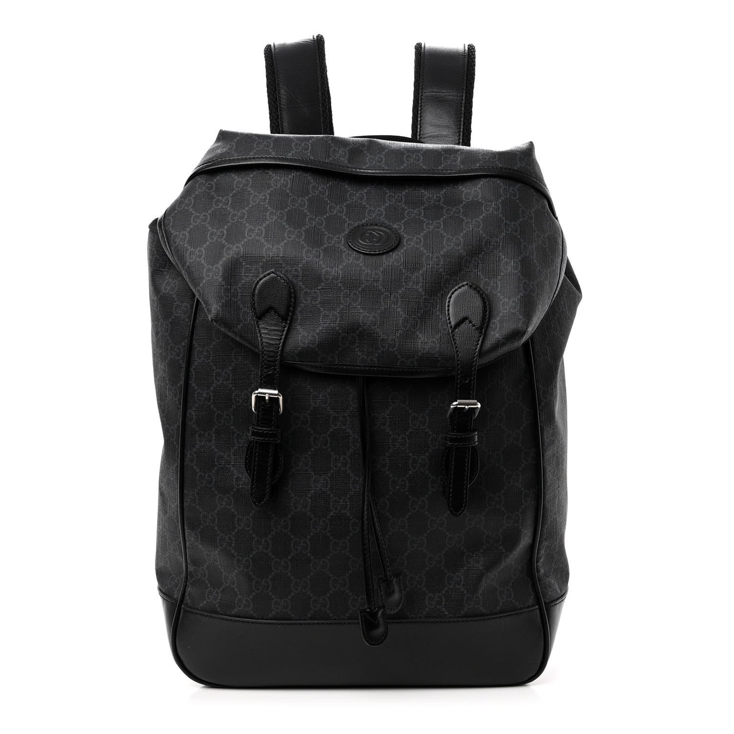 GG Supreme Monogram Azalea Calfskin Medium Retro Interlocking G Backpack Black