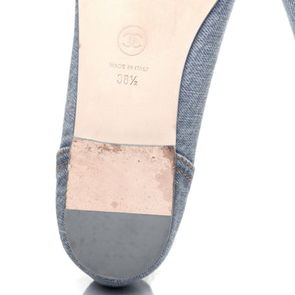 Chanel Denim CC Cap Toe Ballerina Flats 38.5 Light Blue 11 of 12