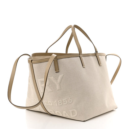 Burberry Cotton Canvas Mini Logo Horseferry Tote Bag Off White 4 of 13