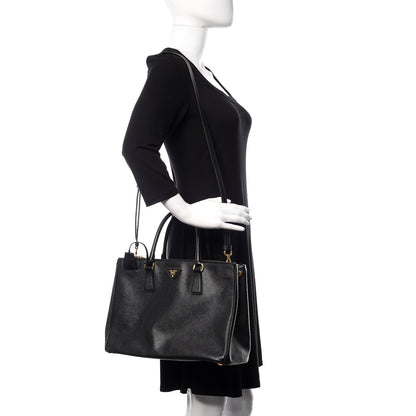 Prada Saffiano Medium Galleria Double Zip Tote Black 2 of 12