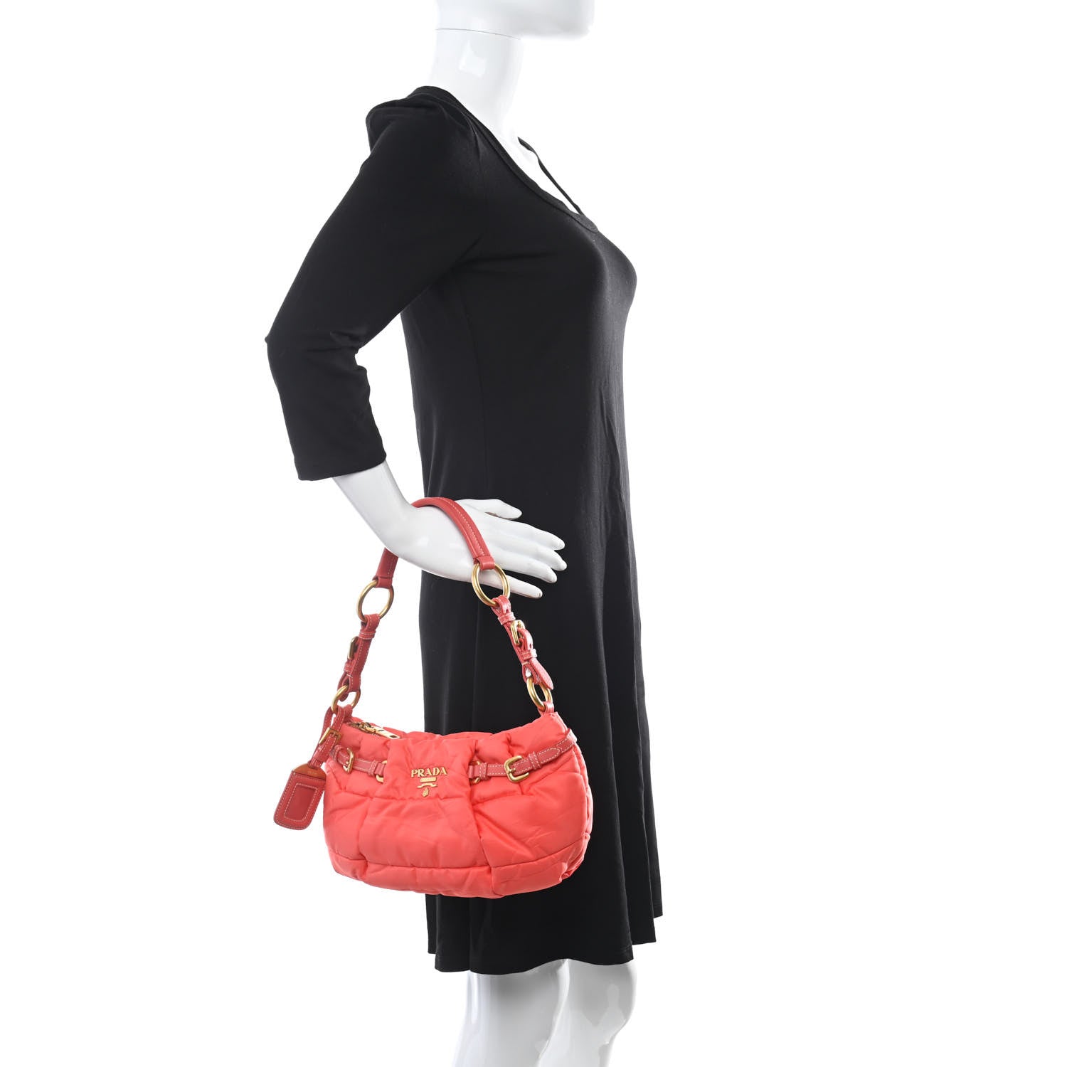 Prada Tessuto Nylon Quilted Shoulder Bag Pink 2 of 12