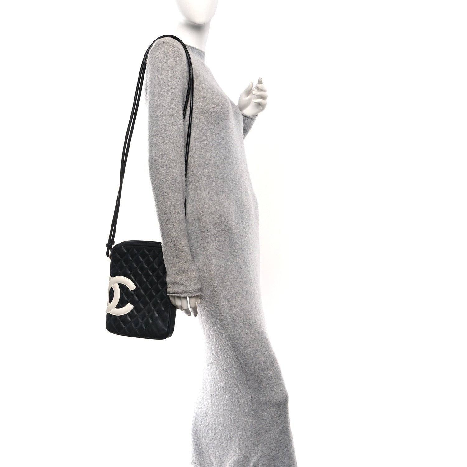 Chanel Calfskin Quilted Medium Cambon Messenger Black White 2 of 10