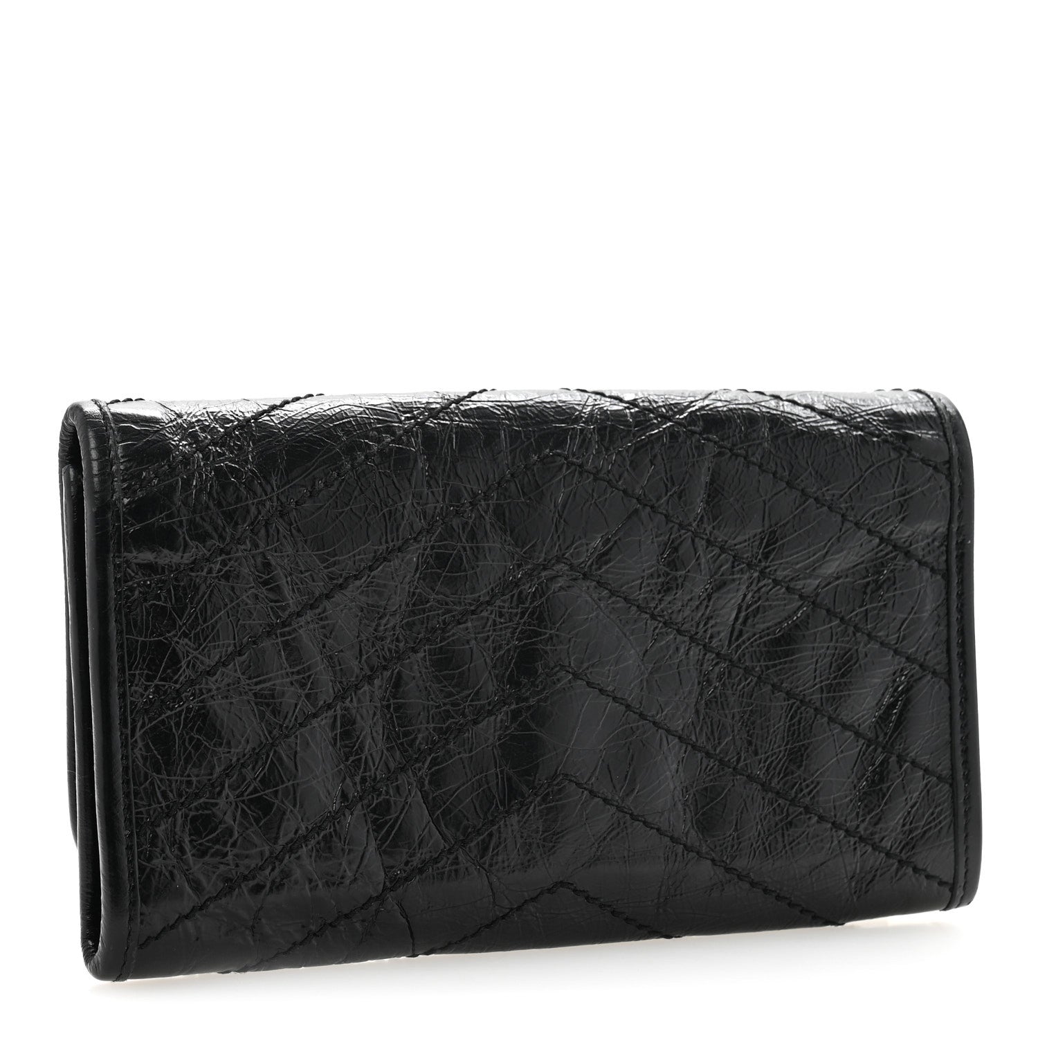 Saint Laurent Crinkled Calfskin Matelasse Monogram Niki Wallet Black 3 of 10