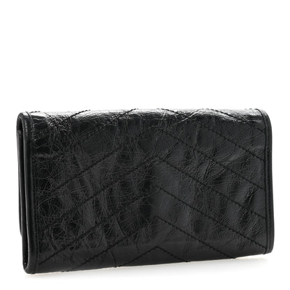 Saint Laurent Crinkled Calfskin Matelasse Monogram Niki Wallet Black 3 of 10