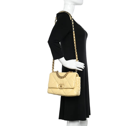 Chanel Lambskin Quilted Medium Chanel 19 Flap Yellow 2 of 11