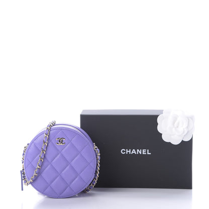 Chanel Caviar Quilted Round Clutch With Chain Purple 10 of 10