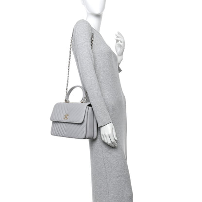 Chanel Lambskin Chevron Quilted Medium Trendy CC Dual Handle Flap Bag Grey 2 of 13