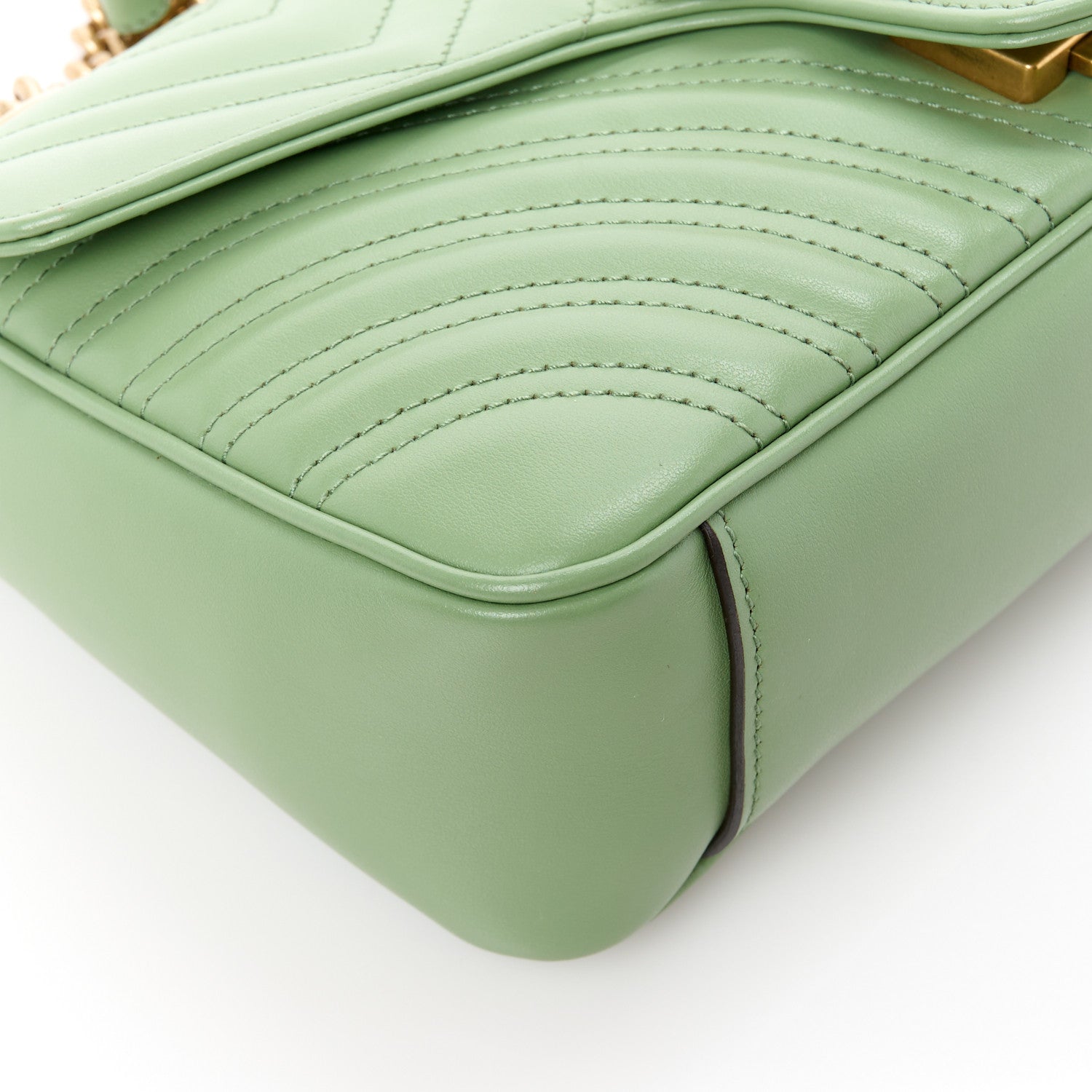 Gucci Calfskin Matelasse Small GG Marmont Shoulder Bag Salamander Green 10 of 11