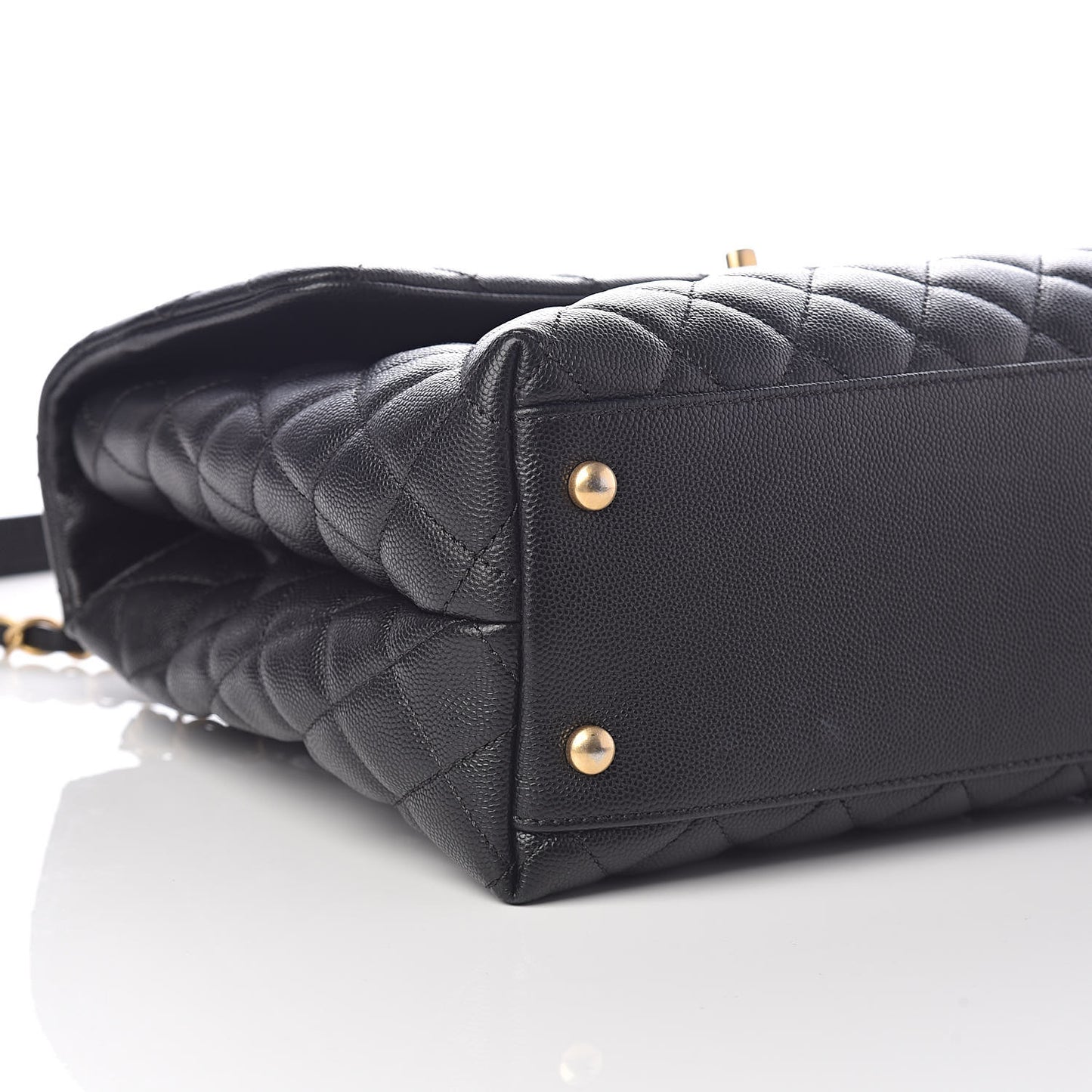 Caviar Elaphe Quilted Medium Coco Handle Flap Black Burgundy