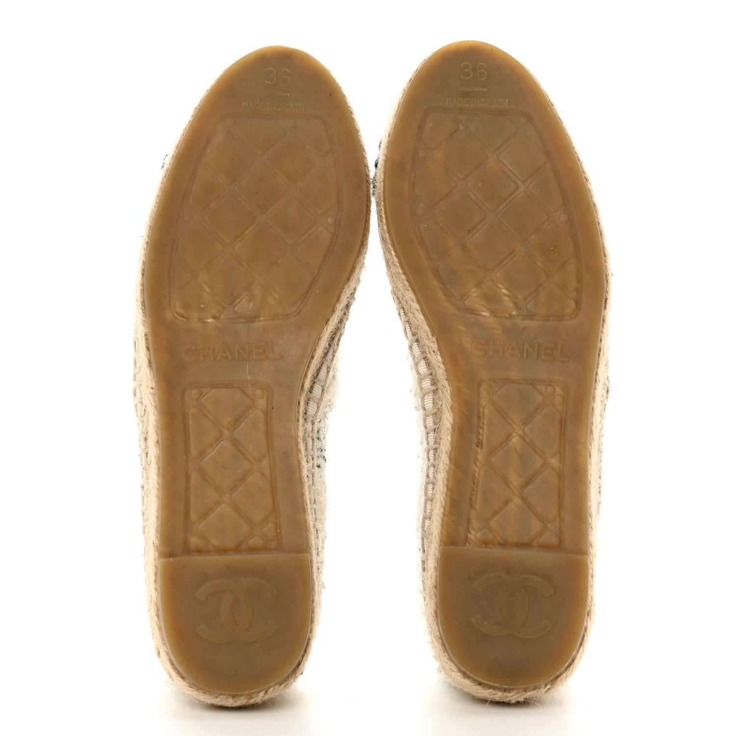 Chanel Tweed CC Espadrilles 36 Ecru White Blue Black 5 of 9