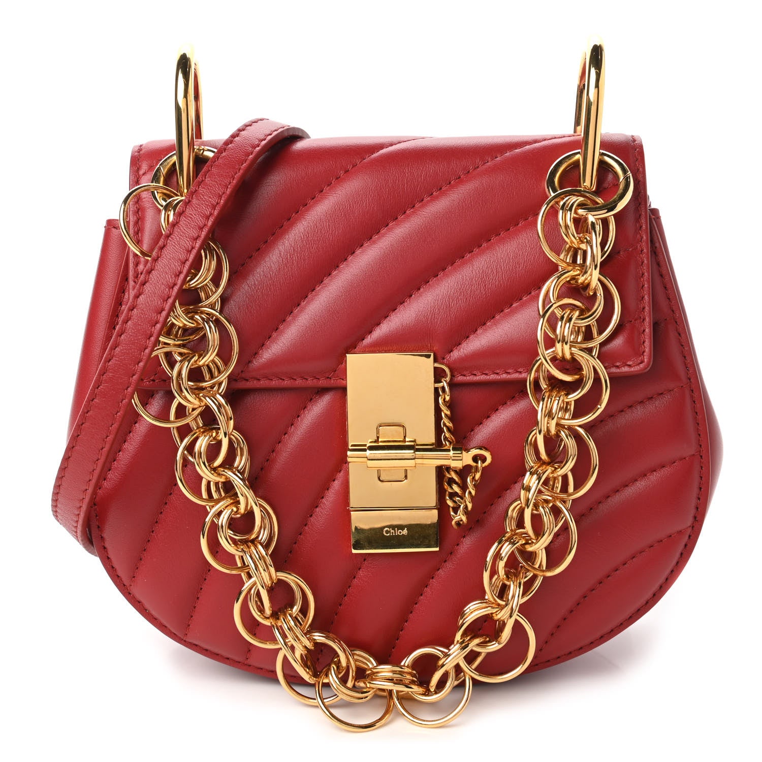 Chloe Calfskin Quilted Mini Drew Bijou Shoulder Bag Dahlia Red 1 of 10