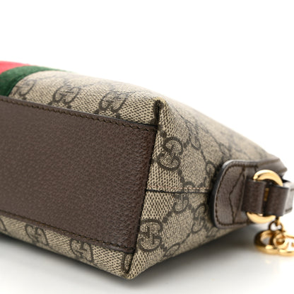 Gucci GG Supreme Monogram Textured Dollar Calfskin Web Small Ophidia Dome Shoulder Bag Beige Ebony New Acero 10 of 12