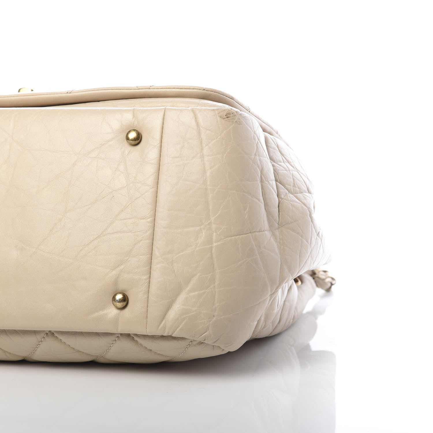 Chanel Aged Calfskin Quilted Large Pondichery Flap Beige 10 of 13