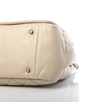 Chanel Aged Calfskin Quilted Large Pondichery Flap Beige 10 of 13
