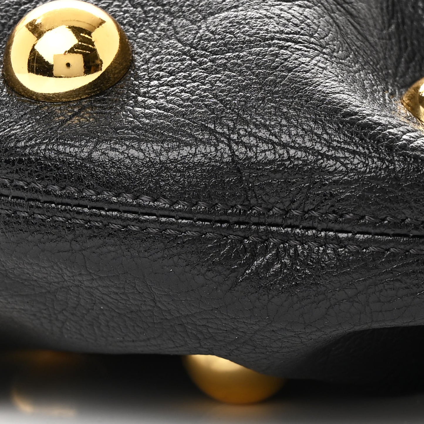 Calfskin Studded Small Bracelet Hobo Bag Black