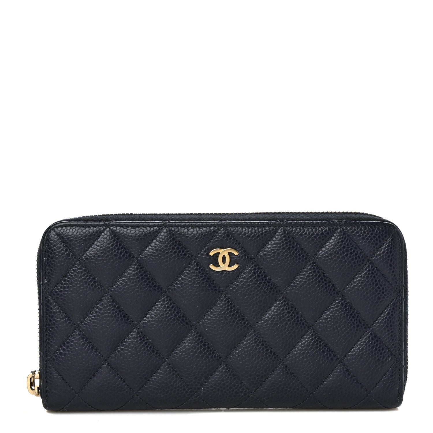 Chanel Caviar Quilted Large Gusset Zip Around Wallet Navy 1 of 10