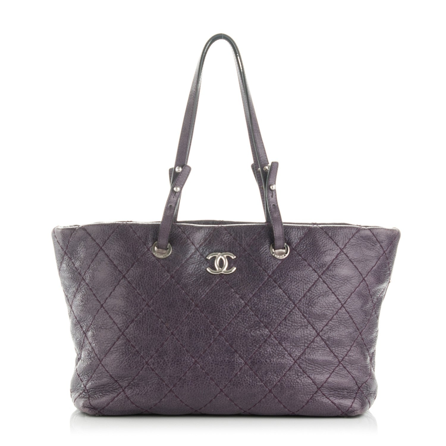 Chanel Glazed Calfskin Large On The Road Tote Purple 1 of 7