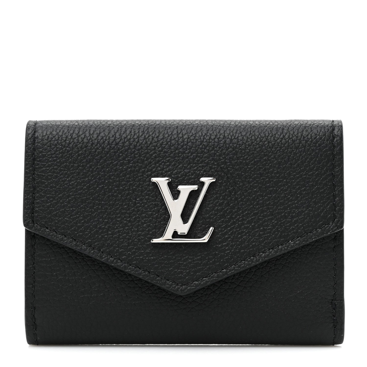Louis Vuitton Soft Calfskin Lockmini Wallet Black 1 of 8