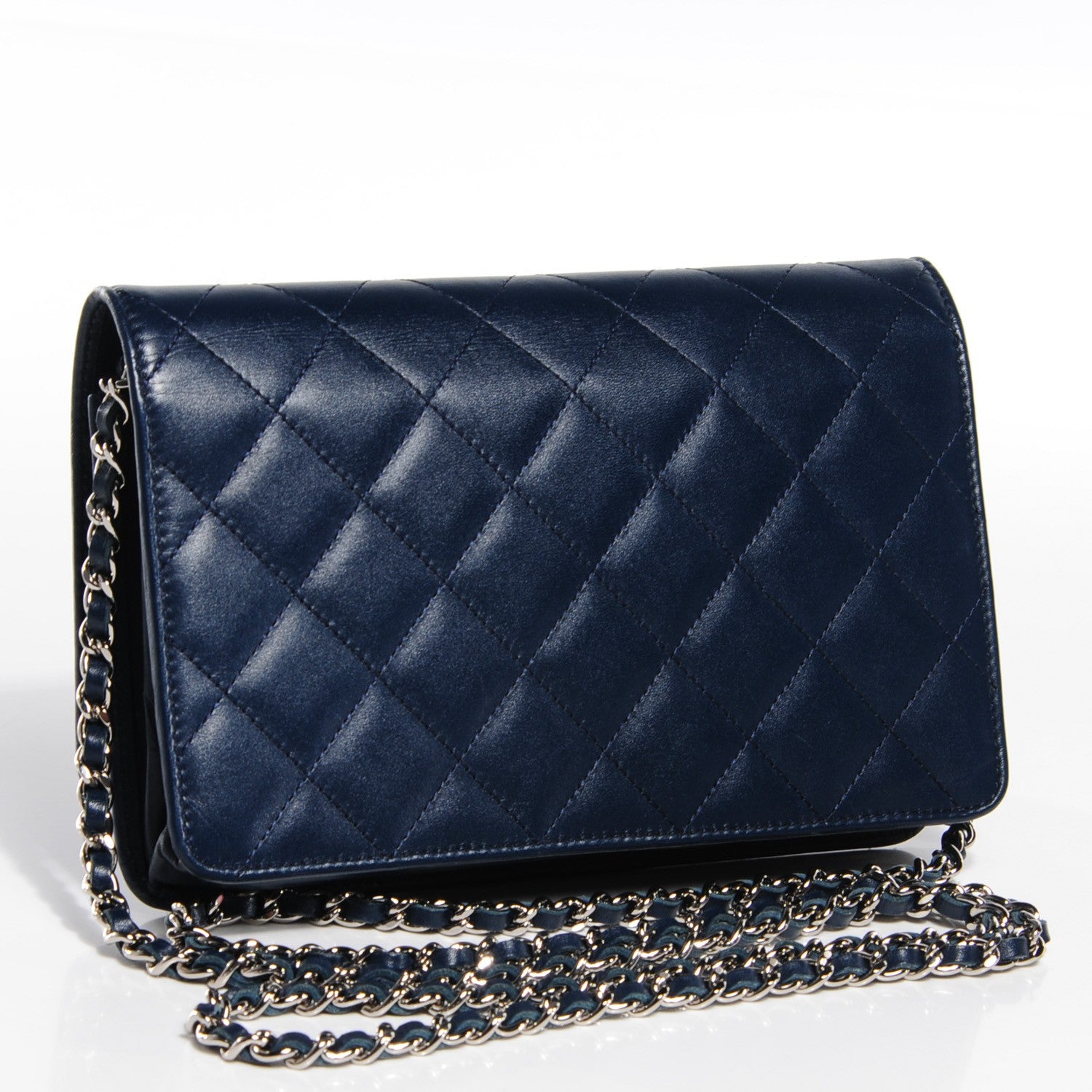 Chanel Calfskin Quilted Cambon Wallet On Chain WOC Navy 3 of 9