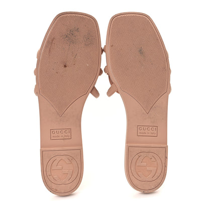 Gucci Rubber Interlocking G Womens Slide Sandals 39 Light Beige 6 of 10