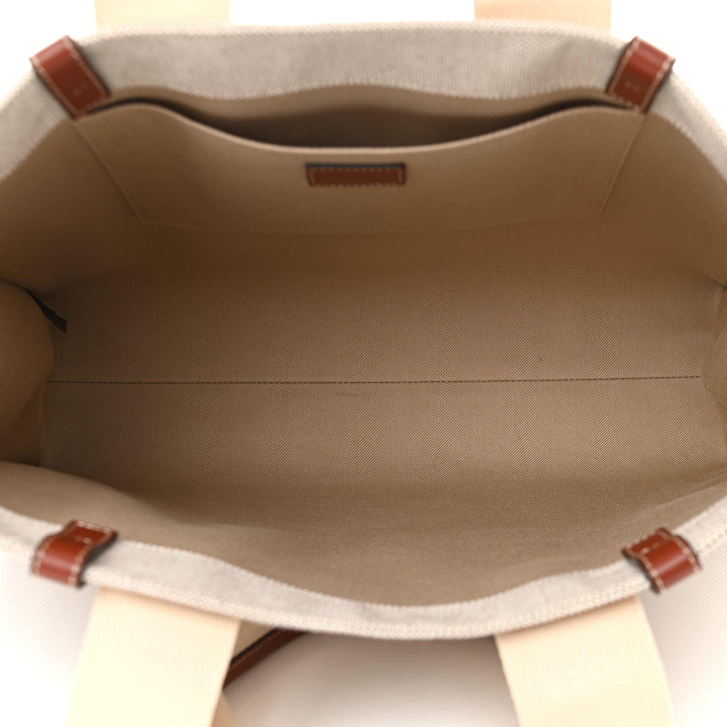 Cotton Calfskin Large Woody Ribbon Tote White Brown