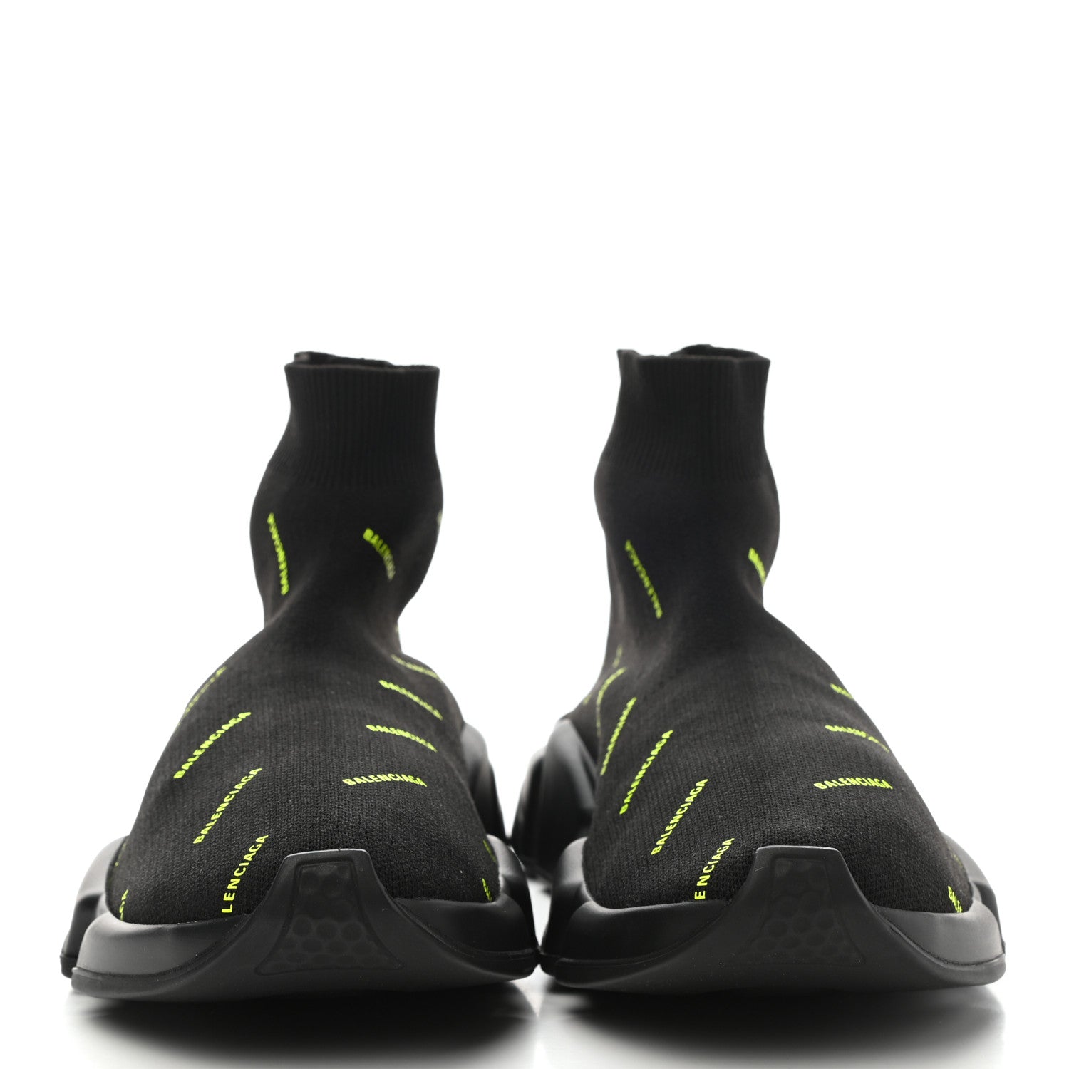 Balenciaga Neoprene Knit Allover Logo Womens Speed Sneakers 38 Black Yellow 2 of 9