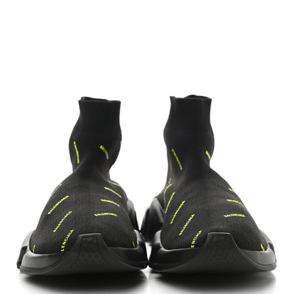 Balenciaga Neoprene Knit Allover Logo Womens Speed Sneakers 38 Black Yellow 2 of 9
