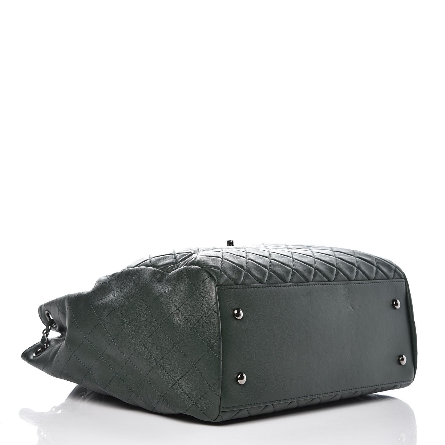 Lambskin Quilted Large Drawstring Shoulder Bag Green