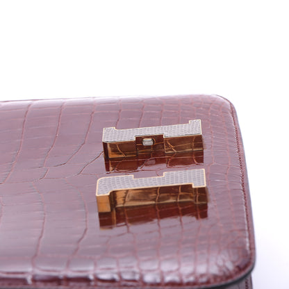 Hermes Shiny Niloticus Crocodile Lizard Marquette Constance 24 Rouge H 11 of 22