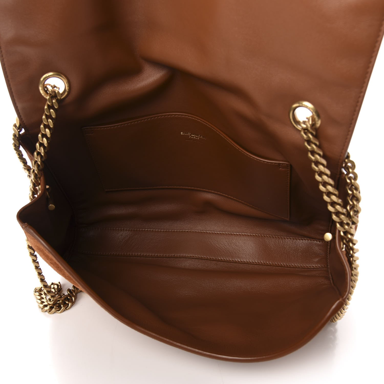 Saint Laurent Smooth Calfskin Suede Medium Reversible Monogram Kate Satchel Light Ochre 5 of 16