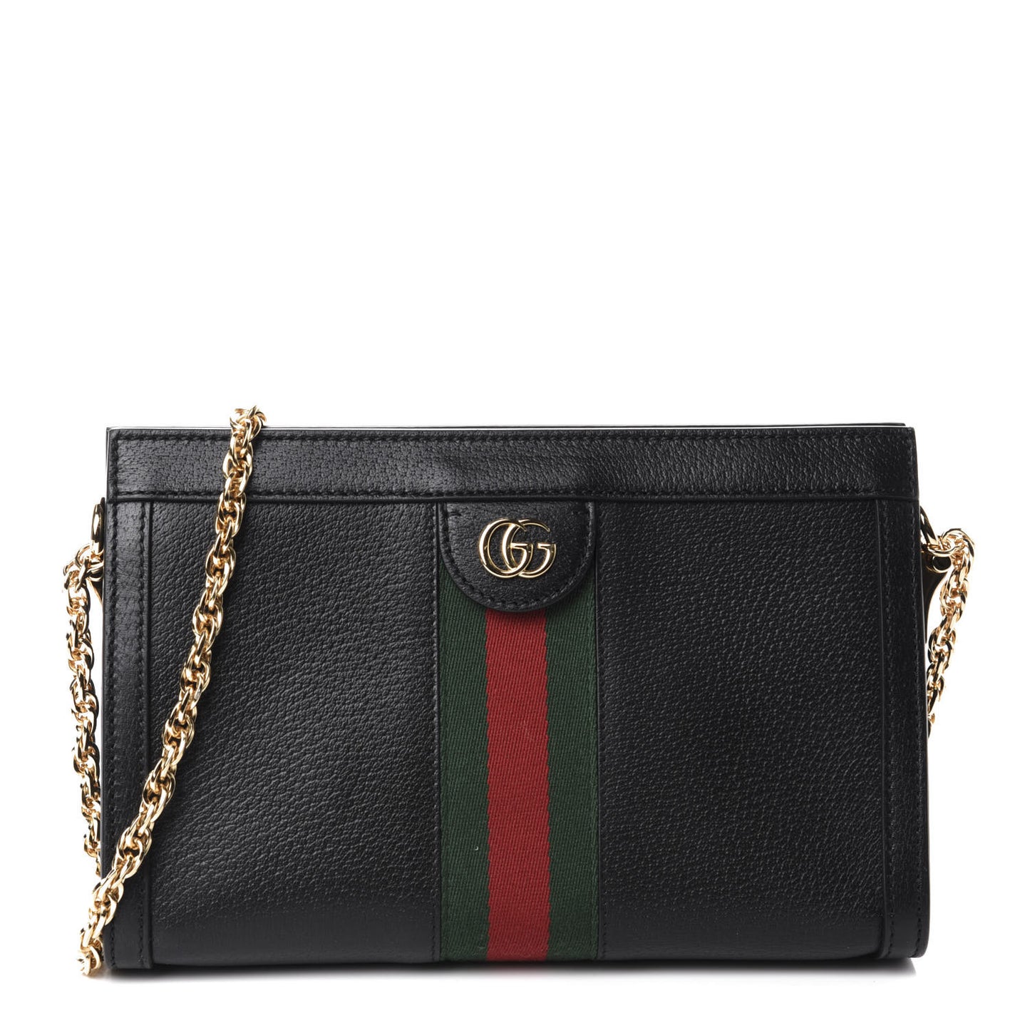 Calfskin GG Web Small Ophidia Chain Shoulder Bag Black
