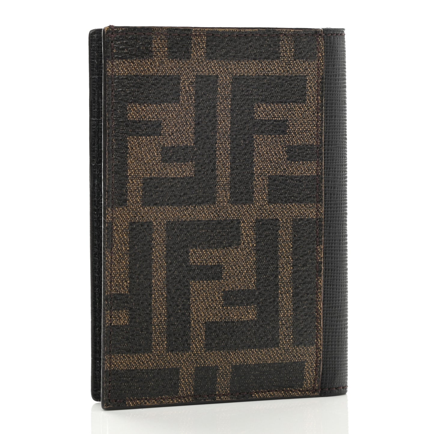 Zucca Spalmati Vitello Elite Double Fold Credit Card Case Tobacco Black