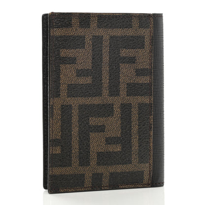 Fendi Zucca Spalmati Vitello Elite Double Fold Credit Card Case Tobacco Black 3 of 8