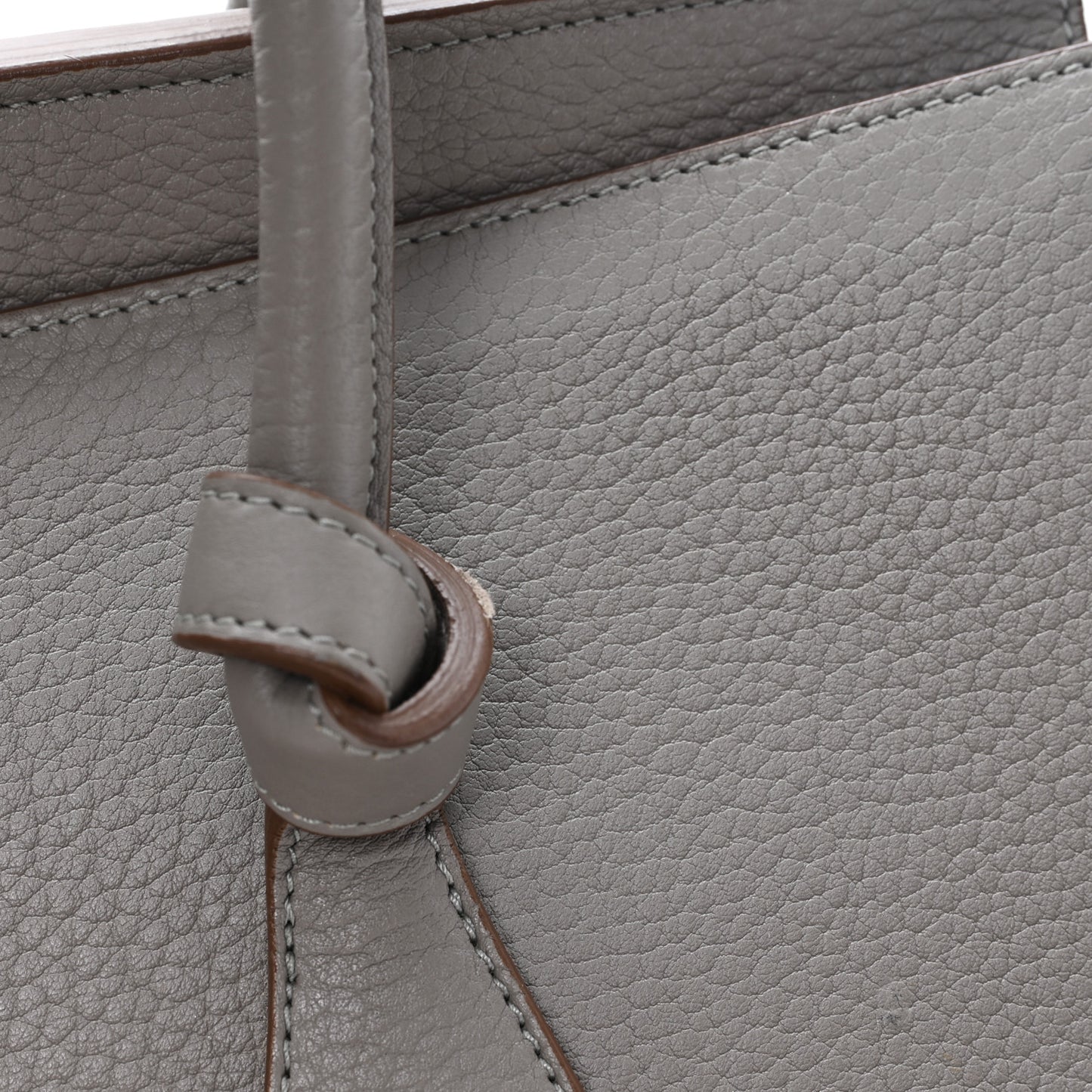 Crisped Calfskin Small Tie Knot Tote Medium Grey