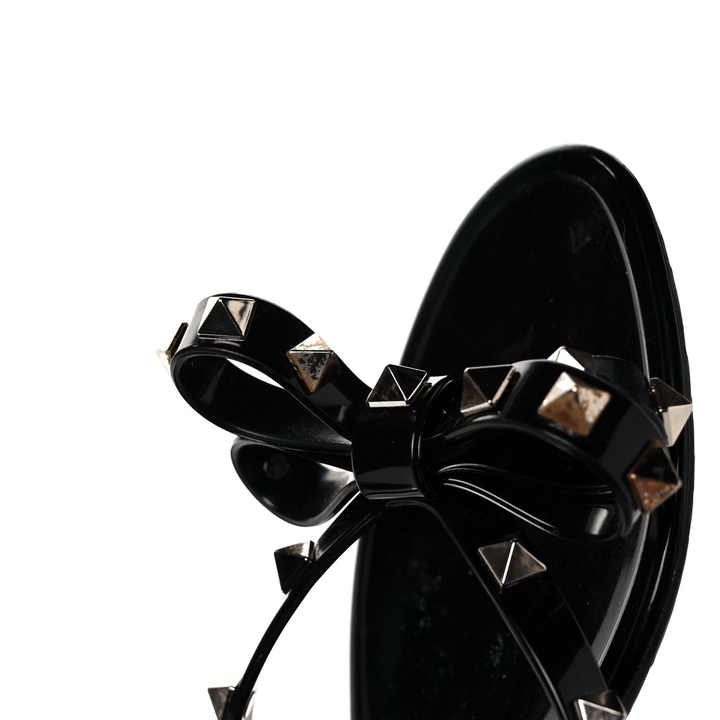 PVC Jelly Rockstud Bow Thong Sandals 37 Black