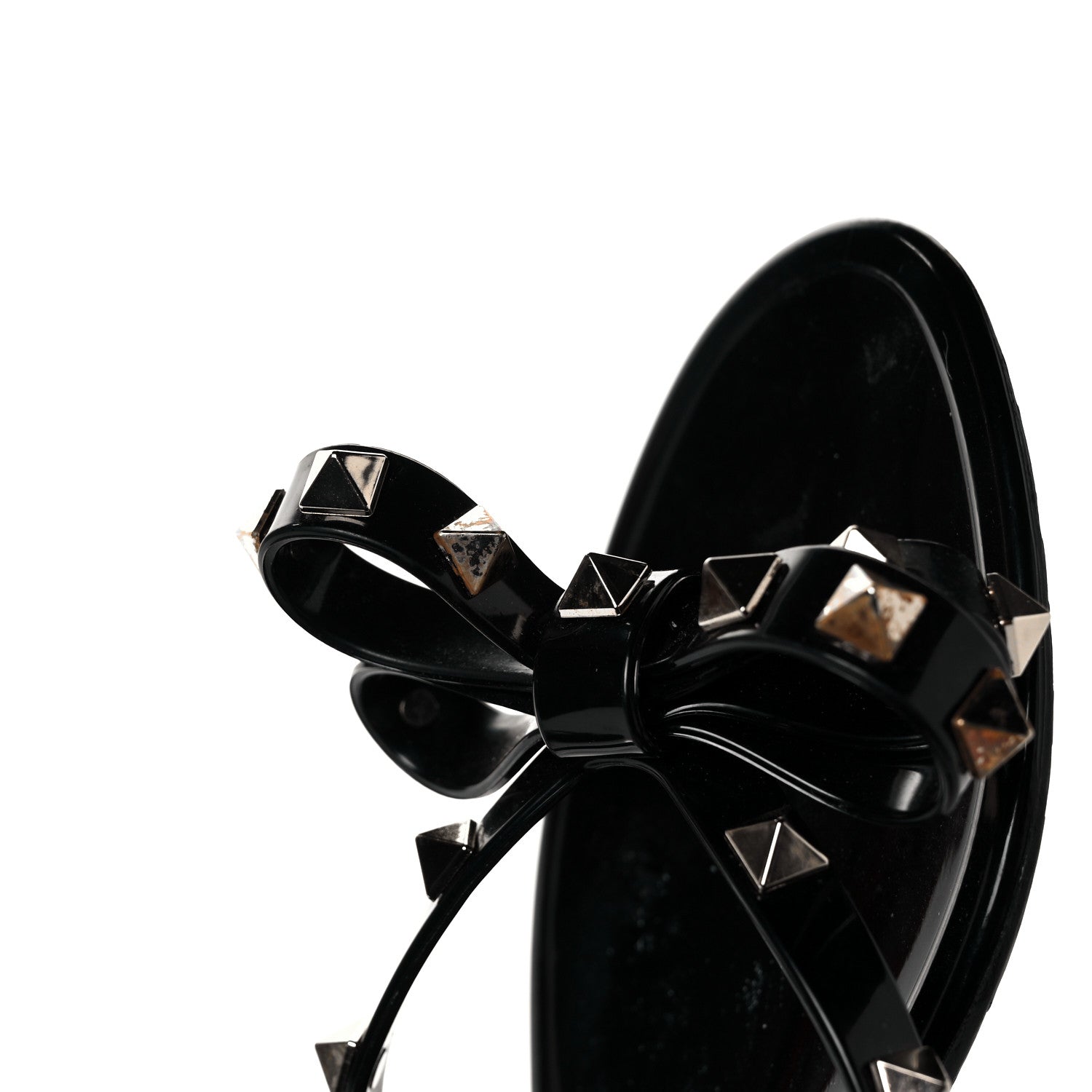 Valentino Garavani PVC Jelly Rockstud Bow Thong Sandals 37 Black 7 of 8