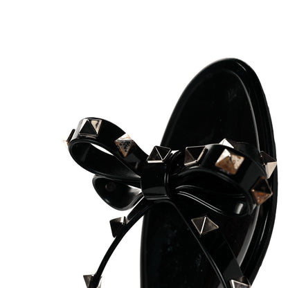 Valentino Garavani PVC Jelly Rockstud Bow Thong Sandals 37 Black 7 of 8