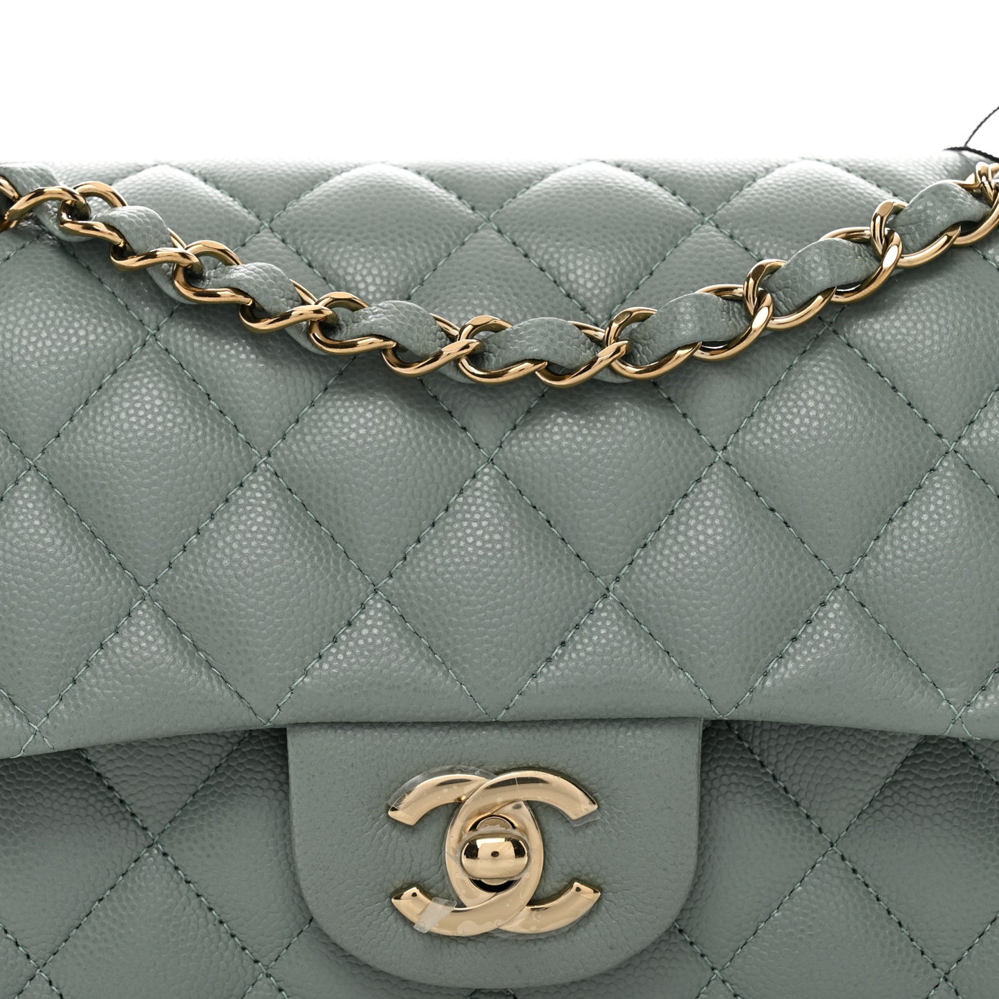 Caviar Quilted Small Double Flap Grey