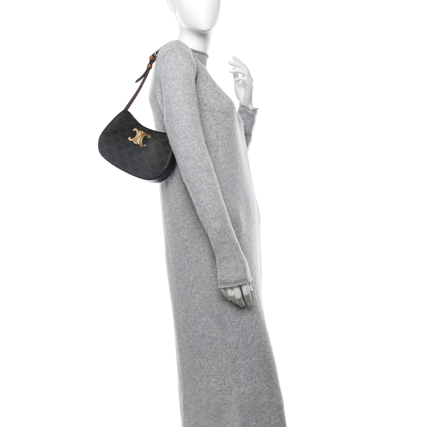 Triomphe Canvas Calfskin Medium Tilly Triomphe Shoulder Bag Tan