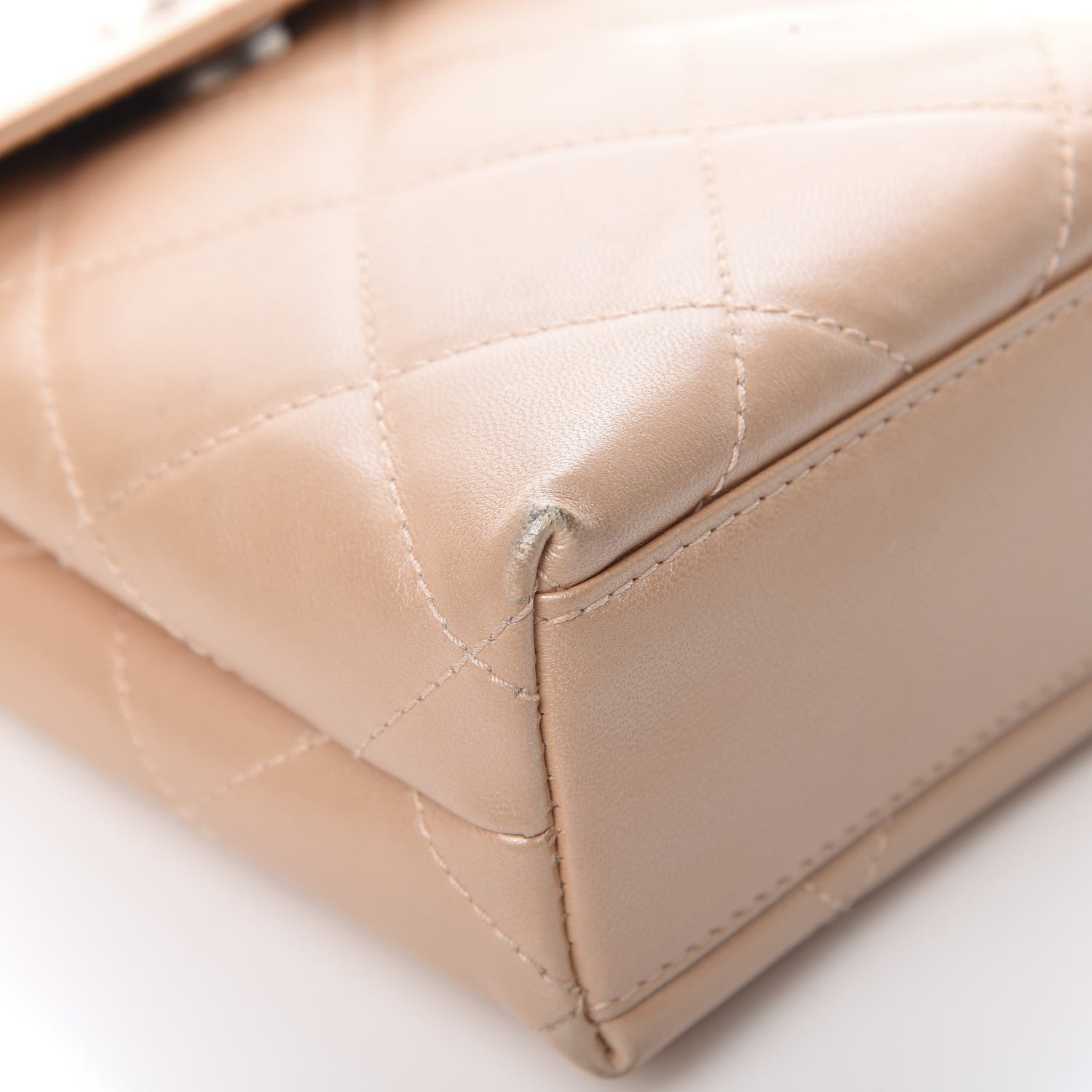 Chanel Iridescent Lambskin Quilted Round Handle Mini Flap Beige 9 of 14