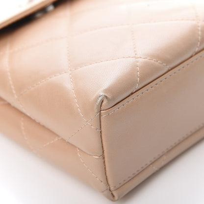 Chanel Iridescent Lambskin Quilted Round Handle Mini Flap Beige 9 of 14
