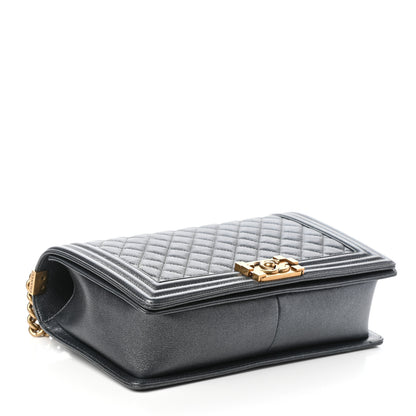 Chanel Metallic Calfskin Quilted New Medium Boy Flap Dark Grey 4 of 10