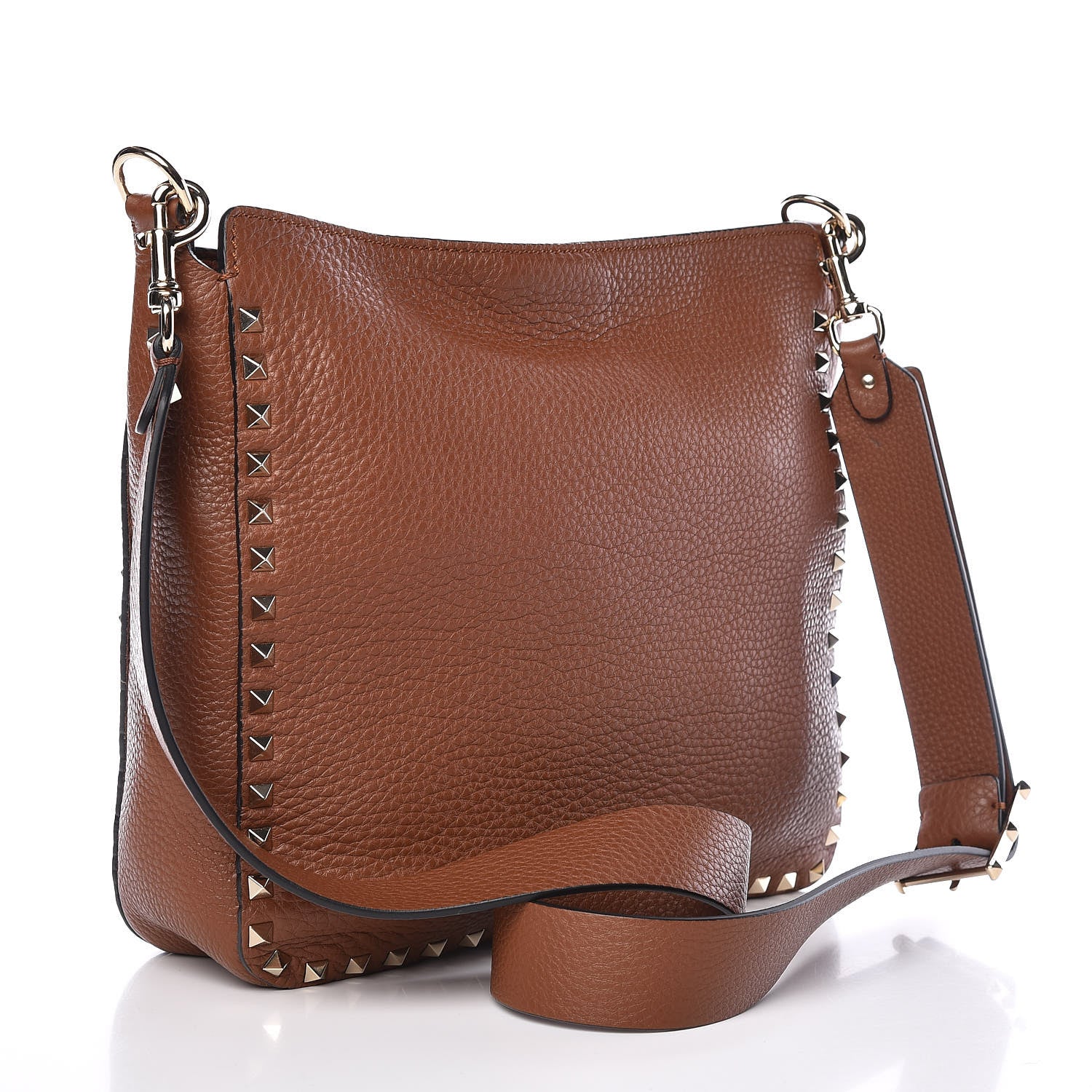 Valentino Garavani Calfskin Small Rockstud Flip-Lock Messenger Bag Tan 3 of 8