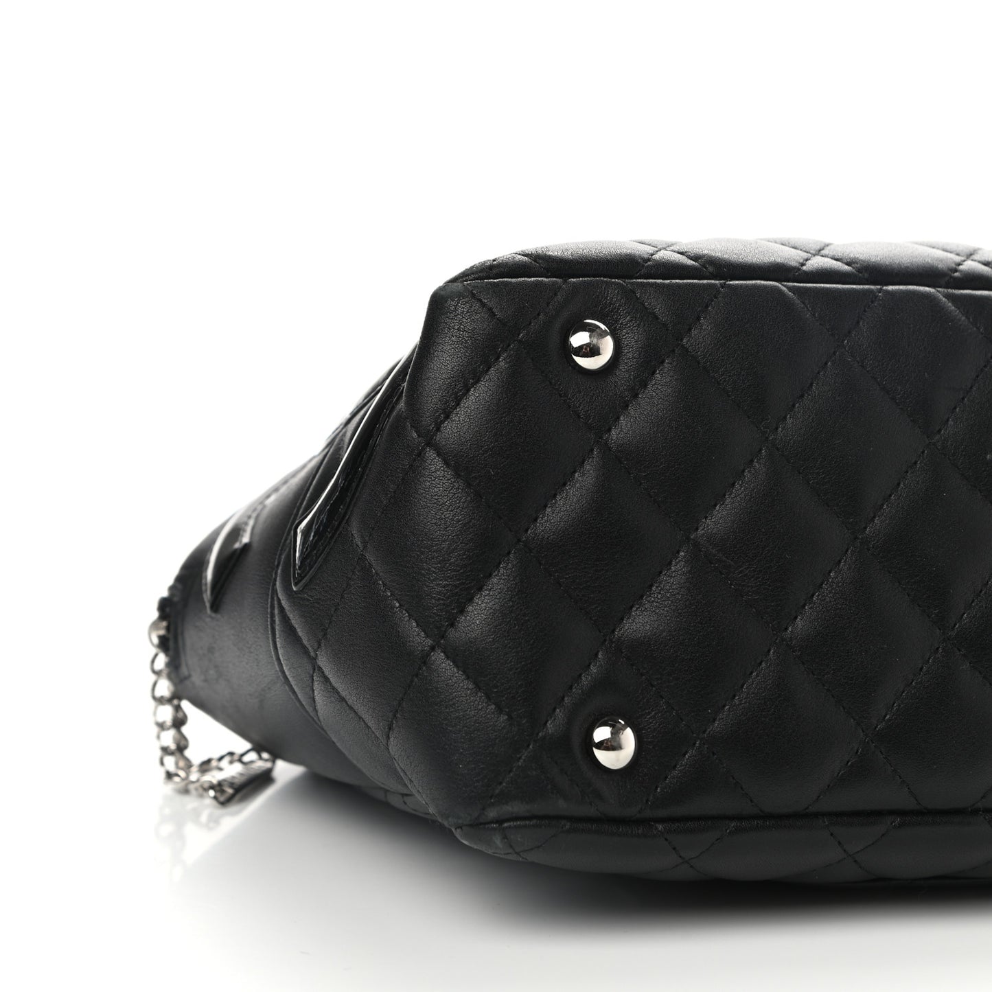 Calfskin Quilted Large Cambon Bowler Black White