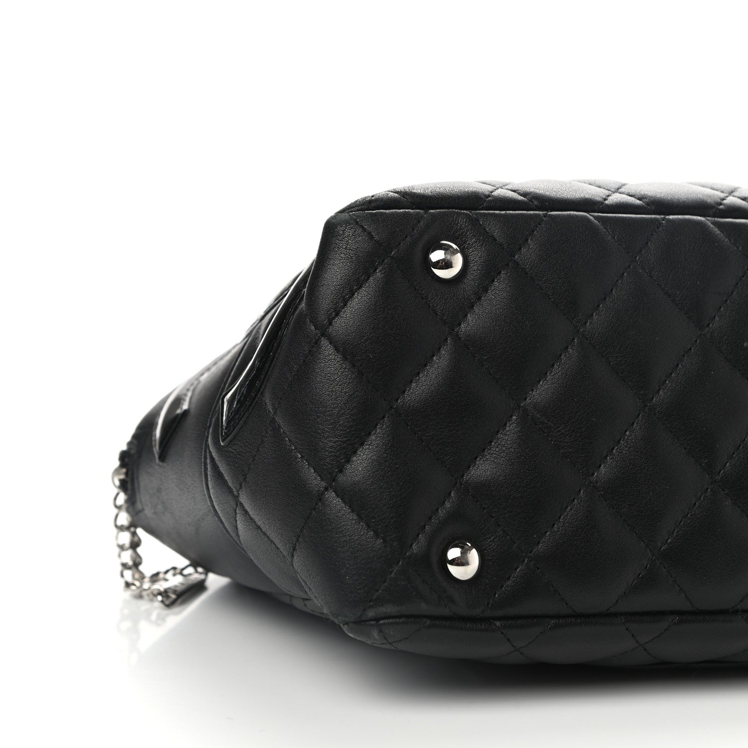 Chanel Calfskin Quilted Large Cambon Bowler Black White 9 of 11