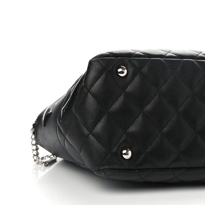 Chanel Calfskin Quilted Large Cambon Bowler Black White 9 of 11